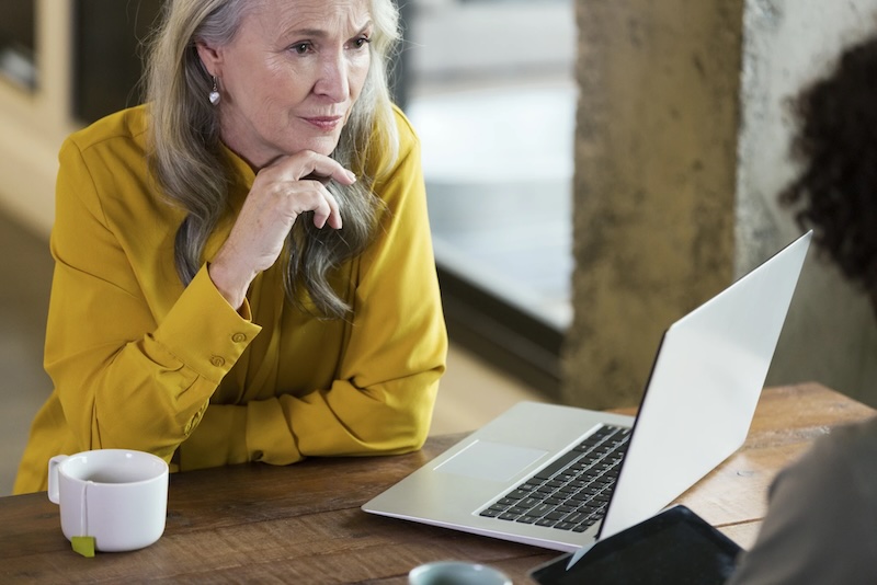 Woman concentrating in a meeting