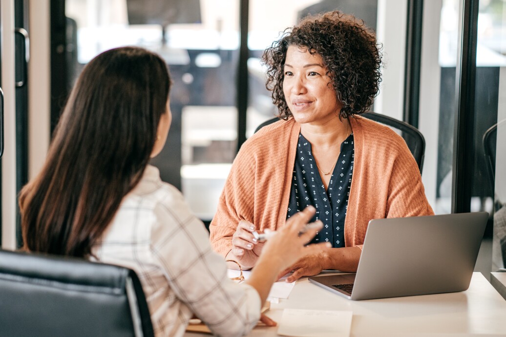 Meeting at a desk