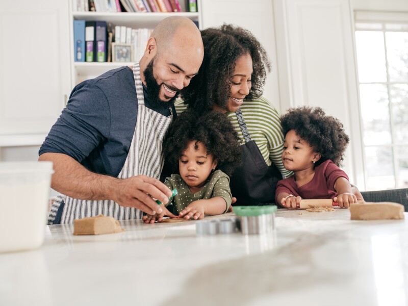 Parents with two small kids