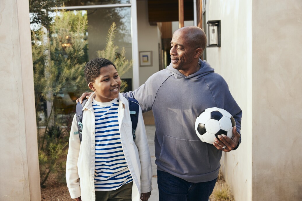 Father walking with son