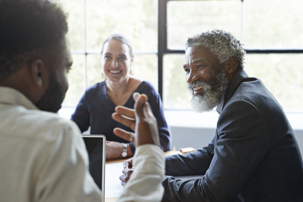 Office meeting with 3 workers