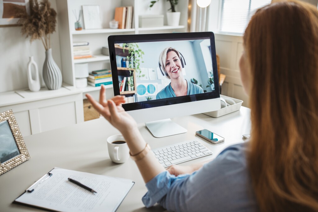 Woman in virtual meeting
