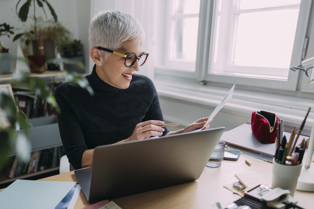 Woman working on laptop