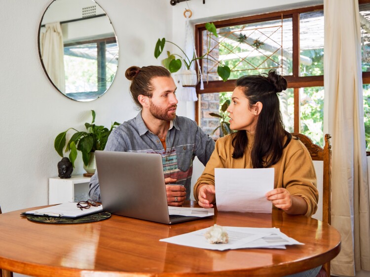 Couple discussing finances
