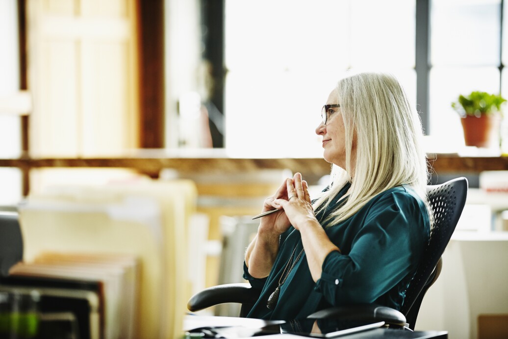 Woman sitting in a chair