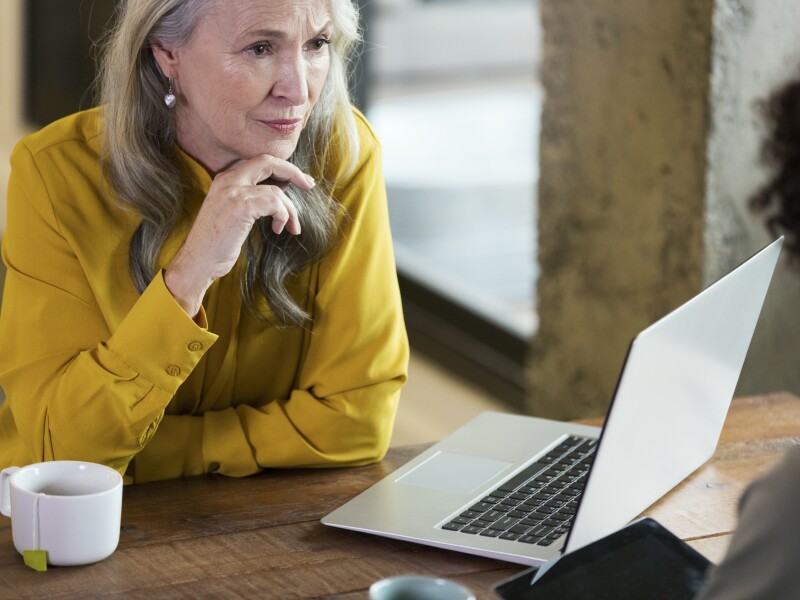 Woman concentrating in a meeting