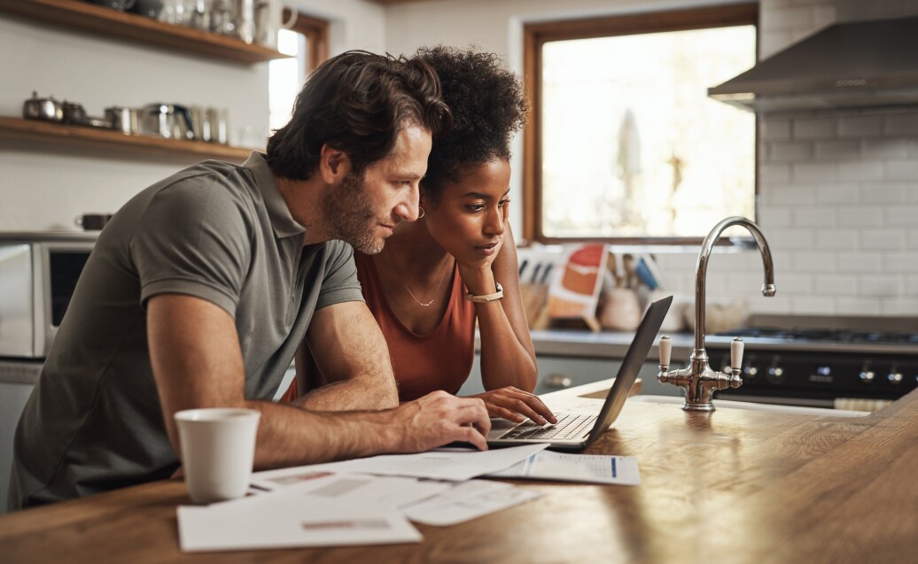 Couple working on bills