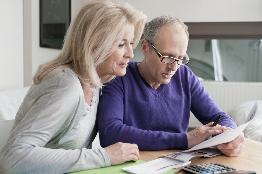 Couple sorting out bills