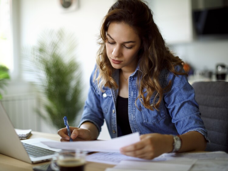 Young woman working from home
