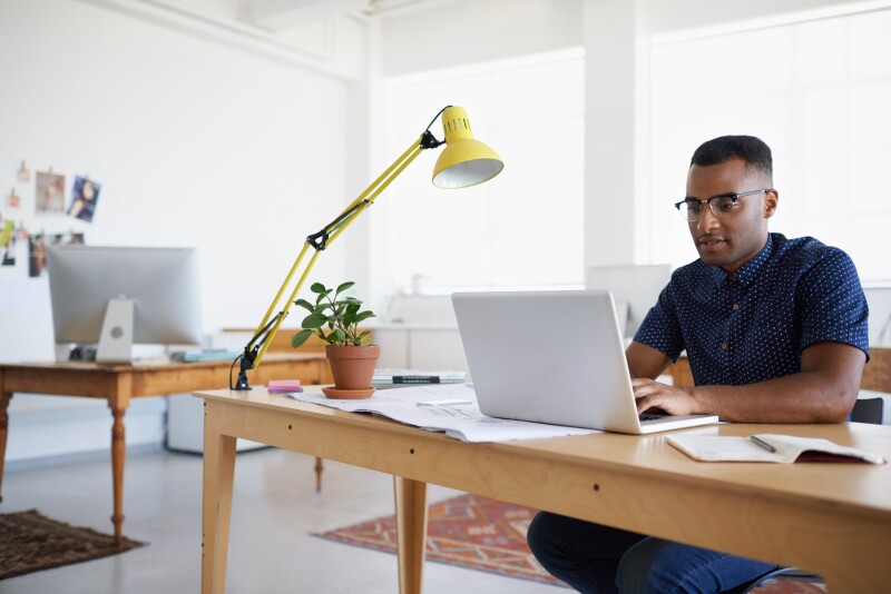 Man working on laptop
