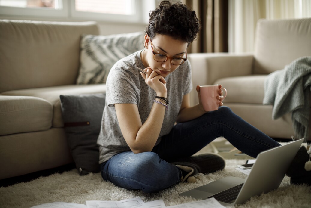 Woman working on laptop