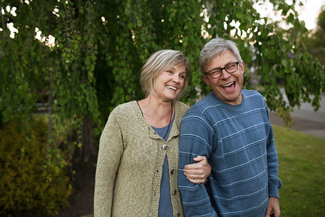 Laughing couple in their 60s