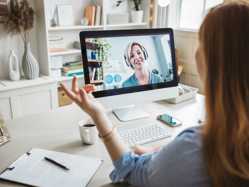 Woman in virtual meeting