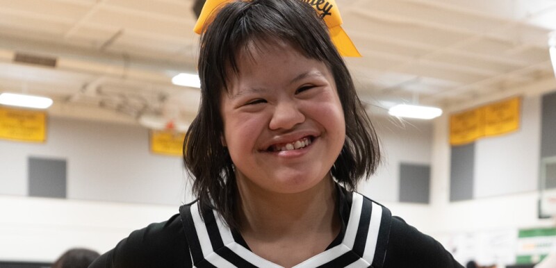 Gertie Munholland at cheerleading practice