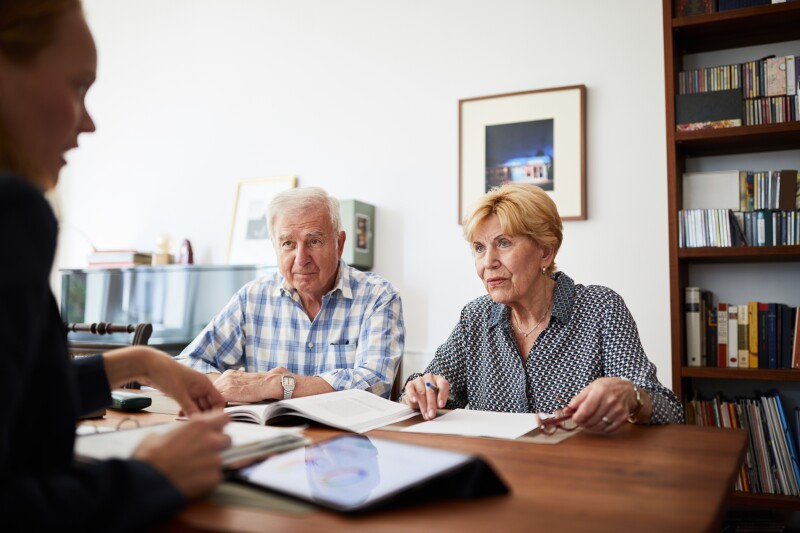Senior couple in a meeting