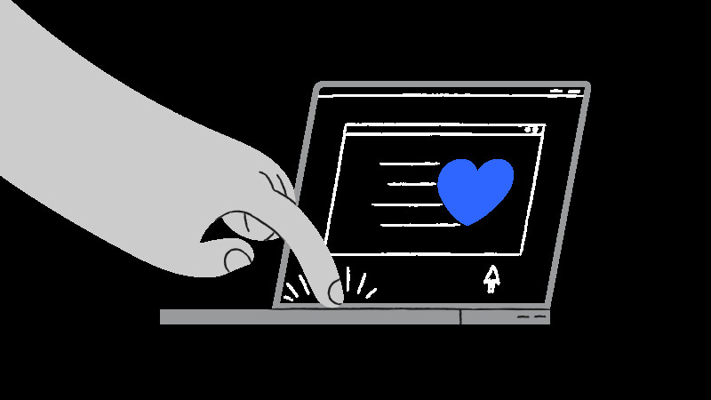 Illustration of computer with a heart image on the screen