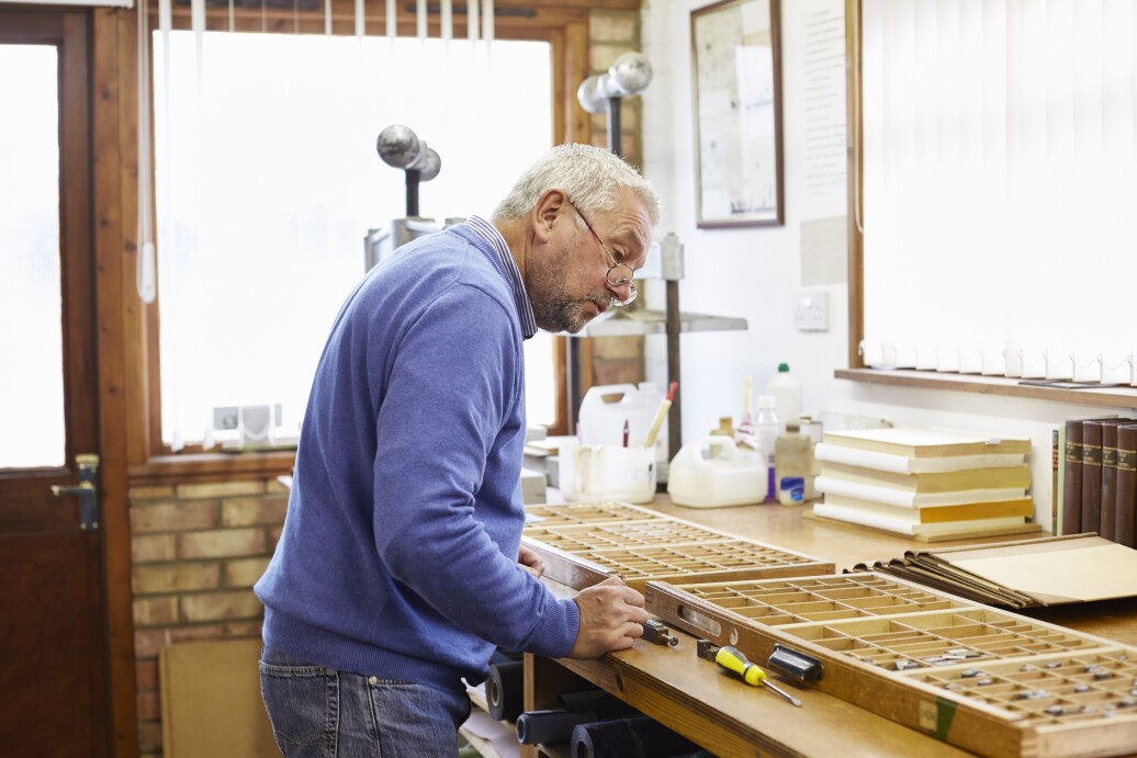 Retired man working on a hobby