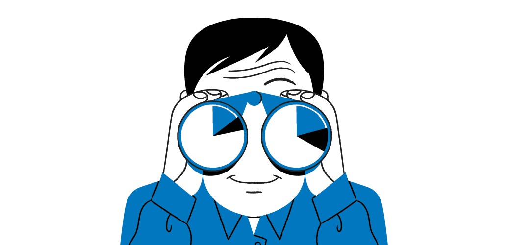 Man looking through binoculars