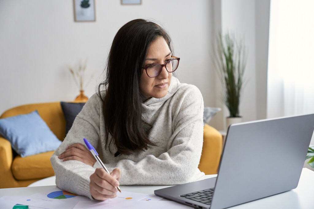 Woman focused on computer