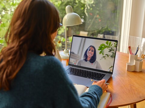 person in an online meeting