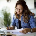Young woman working from home