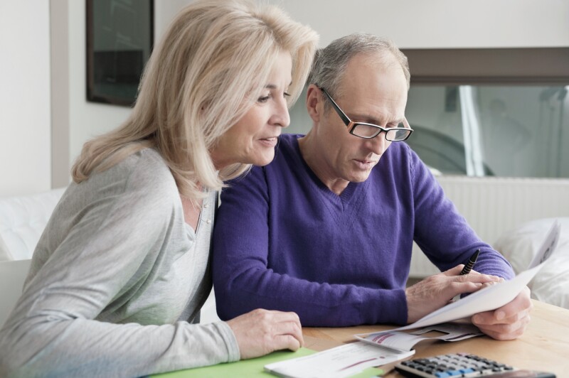 Couple sorting out bills
