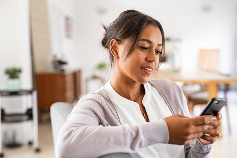 Woman looking at her phone