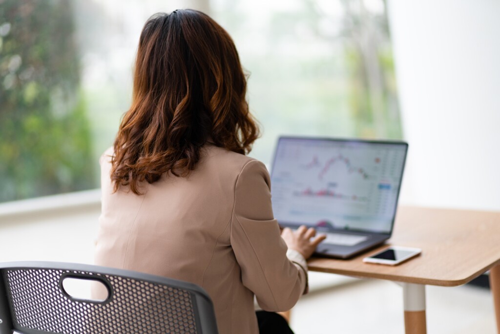 Woman looking at computer