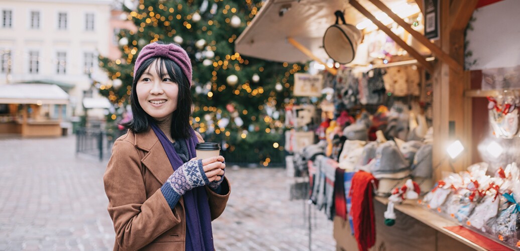 Shopping in a downtown small business market.