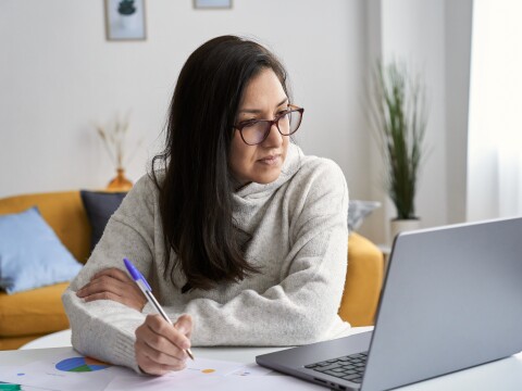 Woman focused on computer