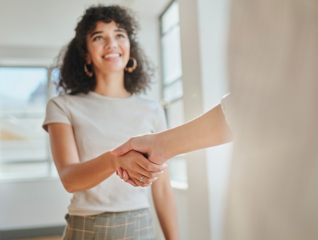 Young woman handshake