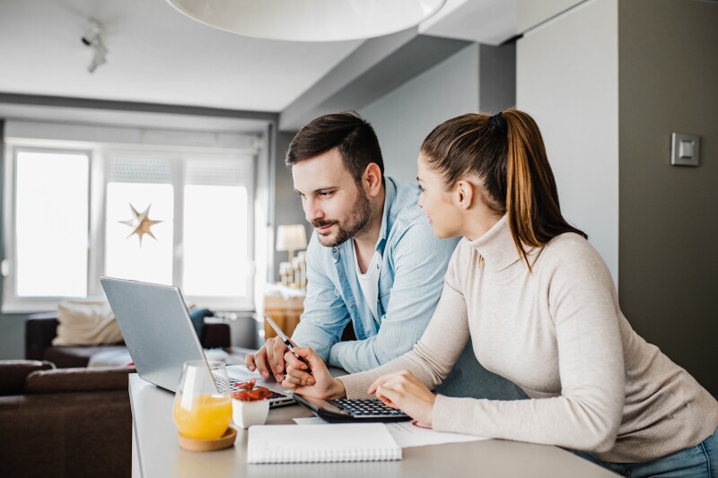 Young couple on computer