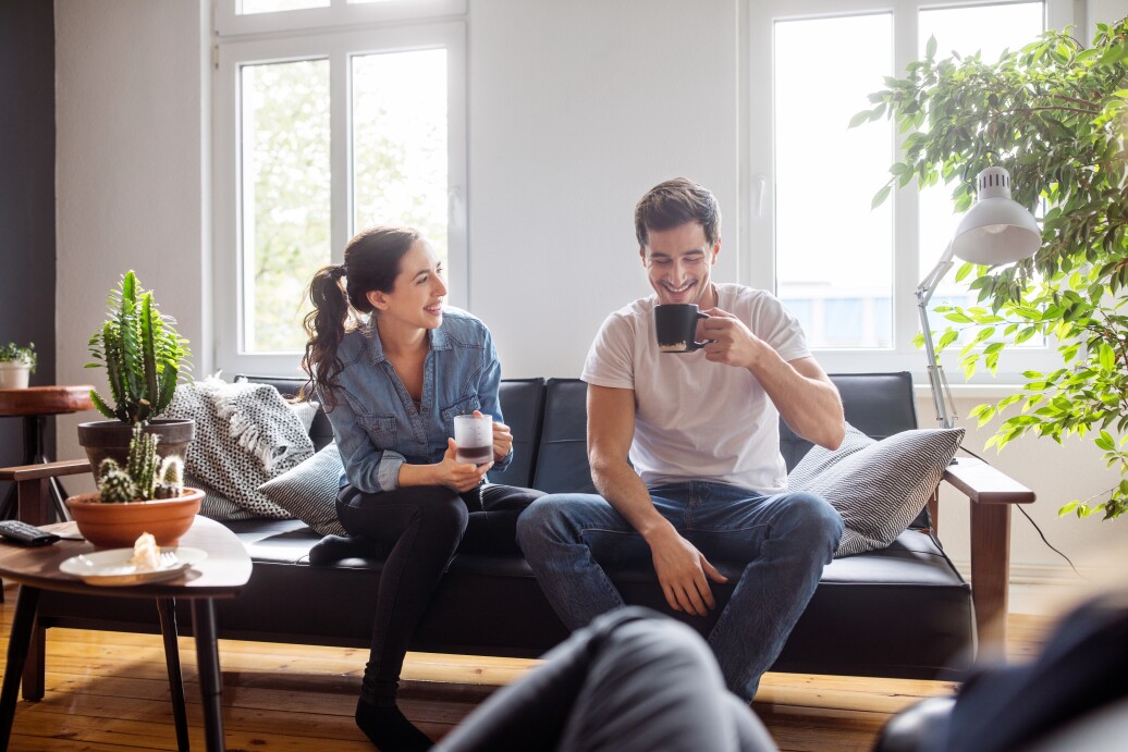 Young couple having coffee