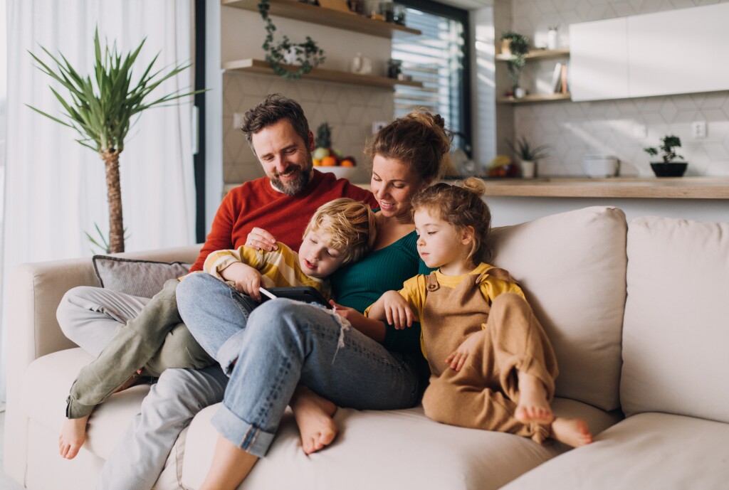 Young family of four